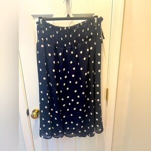 Adrianna Pappell Tulle Overlay Navy Polka Dot Midi Skirt
